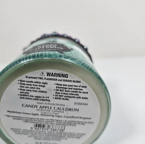 Bath & Body Works Candy Apple Cauldron 3 Wick Candle Nwt - Picture 4 of 4